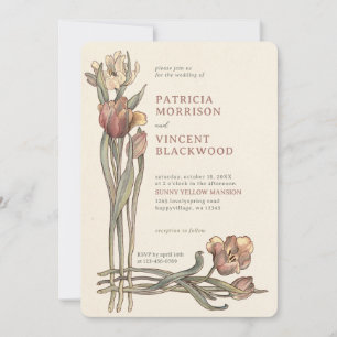 Vintage-Tulpen-Blumenrahmen-Hochzeitseinladung Einladung