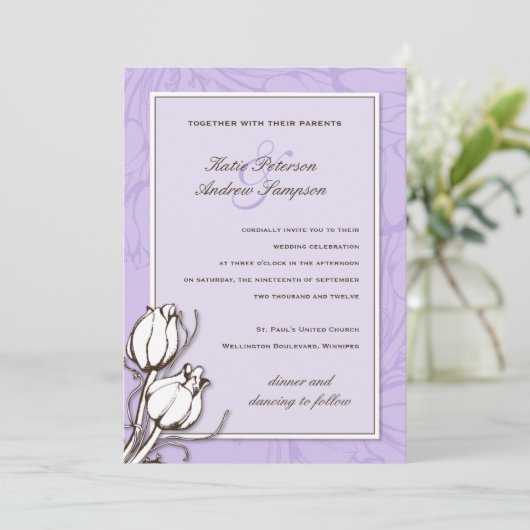 Vintage Tulpen, die Einladungen Wedding sind (Stehend Vorderseite)