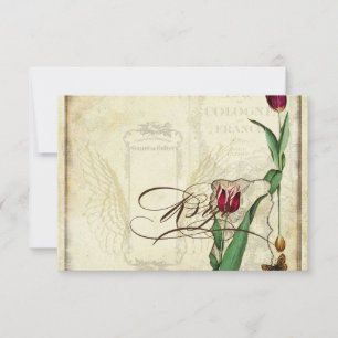 Vintage-Tulpen Engelsflügel Wirbel-Tassenfleck RSV RSVP Karte