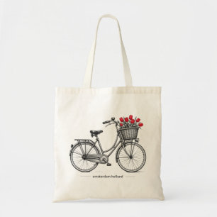 Vintage-Tulpen-Fahrrad-Reiseillustration Tragetasche