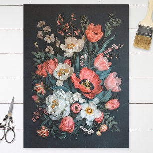 Vintage Tulpen Farbige Malerei Decoupage Seidenpapier