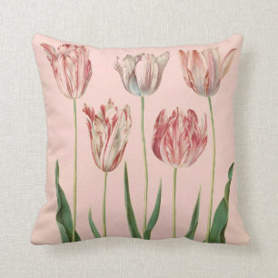 Vintage-Tulpen-Kissen mit botanischem Motiv Kissen