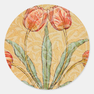 Vintage-Tulpen-Morris-Malerei-Kollektion Runder Aufkleber