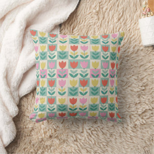 Vintage-Tulpen-Patchwork-Muster Kissen