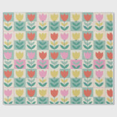 Vintage-Tulpen-Patchworkmuster Geschenkpapier (Flach)