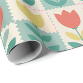 Vintage-Tulpen-Patchworkmuster Geschenkpapier (Rolleneckpunkt)
