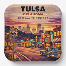 Vintage Tulsa Oklahoma Route 66 Reise Szene