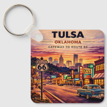 Vintage Tulsa Oklahoma Route 66 Reise Szene