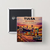 Vintage Tulsa Oklahoma Route 66 Reisebild Button (Vorne & Hinten)