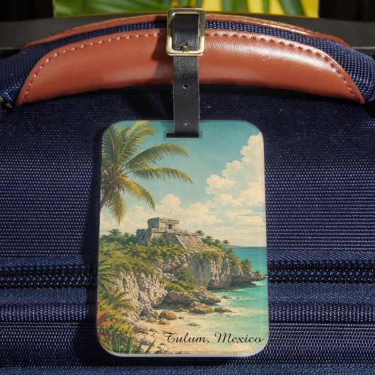 Vintage Tulum Mexiko Gepäckanhänger (Vorderseite Insitu 2)