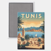 Vintage Tunis Tunisia Travel Magnet (Vorderseite/Rückseite)