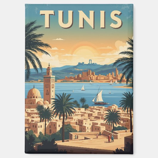 Vintage Tunis Tunisia Travel Magnet (Vorderseite)