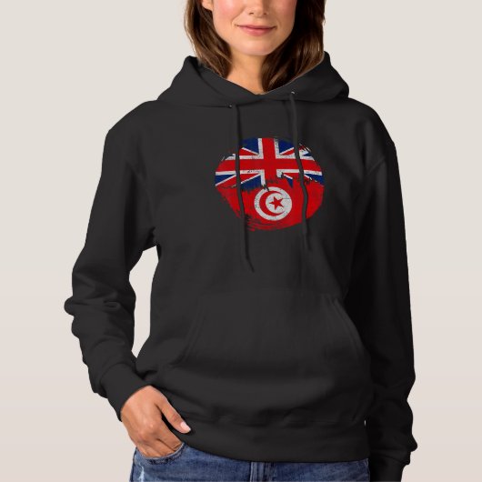 Vintage Tunisian with British Flag Roots Tunisia Hoodie (Vorderseite)