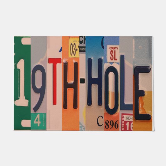 Vintage Tür, Der 19. Holes Golf Fußmatte (Vorderseite)