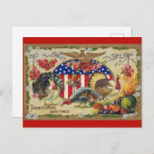 Vintage Türkei Erntedank Greetings Patriotic Postkarte (Vorne/Hinten)