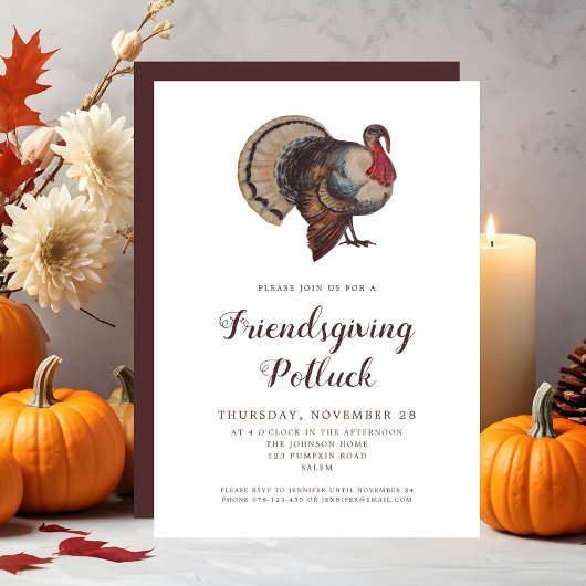 Vintage Türkei Friendsgiving Potluck Einladung