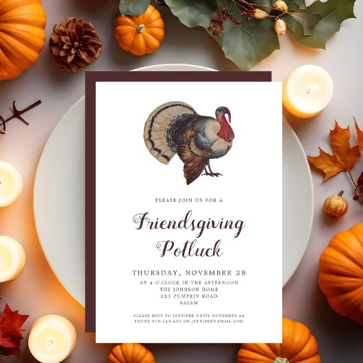 Vintage Türkei Friendsgiving Potluck Einladung