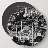 Vintage Türkei Istanbul blaue Moschee Überblick 19 Button (Vorne & Hinten)