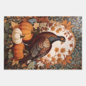Vintage Türkei und Pumpkins Herbst Geschenkpapier Set (Vorderseite 3)