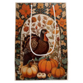 Vintage Türkei und Pumpkins Herbst Mittlere Geschenktüte (Rückseite)