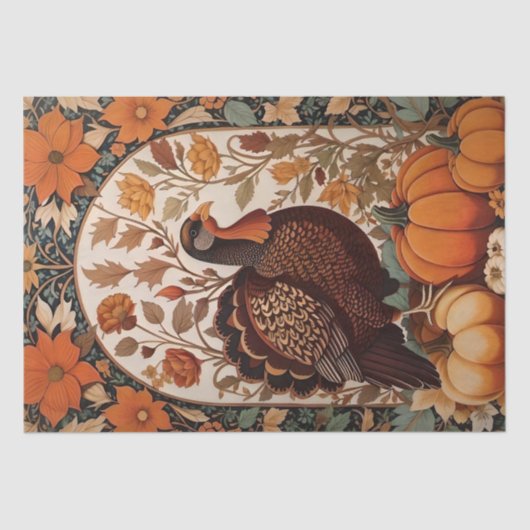 Vintage Türkei und Pumpkins Herbst Seidenpapier (Vorderseite)