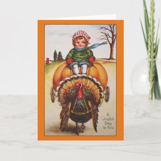 Vintage Turkey Day Illustration Feiertagskarte (Vorderseite)
