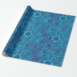 Vintage Türkis dunkel violett Blumenmuster Geschenkpapier