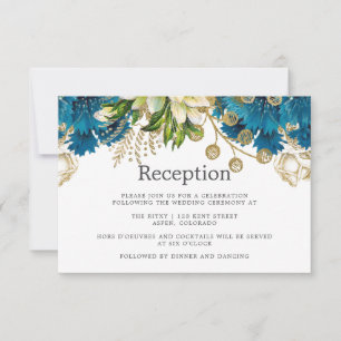 Vintage Türkis & Gold Shabby Hochzeitsempfang Einladung