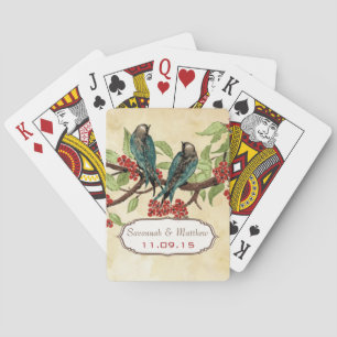 Vintage Türkis Liebesvögel Hochzeitsgeschenk Spiel Spielkarten