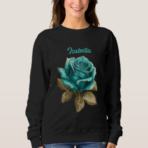 Vintage Türkis-Rosen Sweatshirt