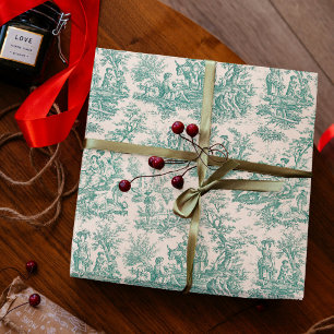 Vintage Türkis-Toile französisches Land Geschenkve Geschenkpapier