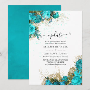Vintage Türkis und Gold Shabby Hochzeitsupdate Einladung