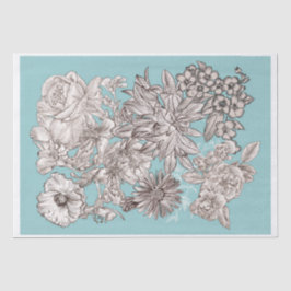 Vintage türkisblaue Blume Hochzeit Seidenpapier