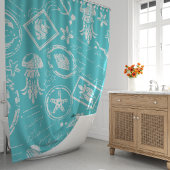 Vintage türkisblaue Briefmarke Duschvorhang