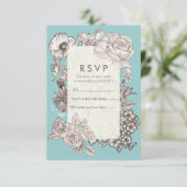 Vintage türkisblaue Hochzeit - RSVP Antwort I Einladung (Stehend Vorderseite)