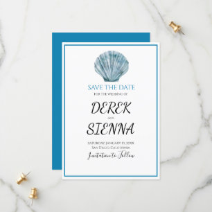 Vintage Türkisblaue Muschel-Hochzeit Save The Date