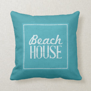 Vintage Türkisblaues Strandhaus Kissen
