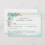 Vintage Türkisblume Rustikale Holzblume RSVP Karte (Vorderseite)