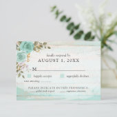 Vintage Türkisblume Rustikale Holzblume RSVP Karte (Stehend Vorderseite)