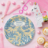 Vintage türkisfarbene Blütentoilette Pappteller (Party)