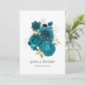 Vintage türkisfarbene Hochzeit Dankeskarte (Stehend Vorderseite)