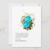 Vintage türkisfarbene Hochzeit Dankeskarte (Rückseite)