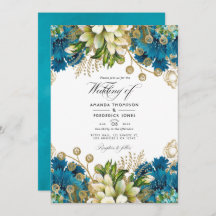 Vintage türkisfarbene Hochzeit mit goldfarbenem Ch