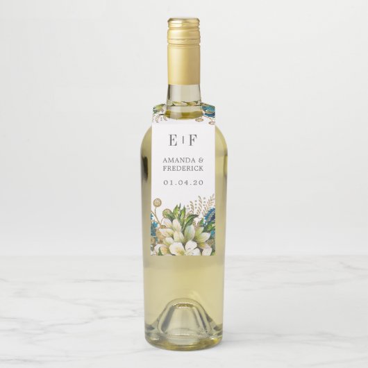 Vintage türkisfarbene Hochzeit und Goldmedaille Flaschenanhänger (Auf Flasche)