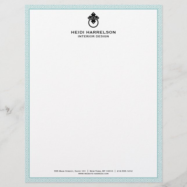 Vintage Türknopf-Logo-Minze/Schwarze Grenze Briefbogen (Vorderseite)