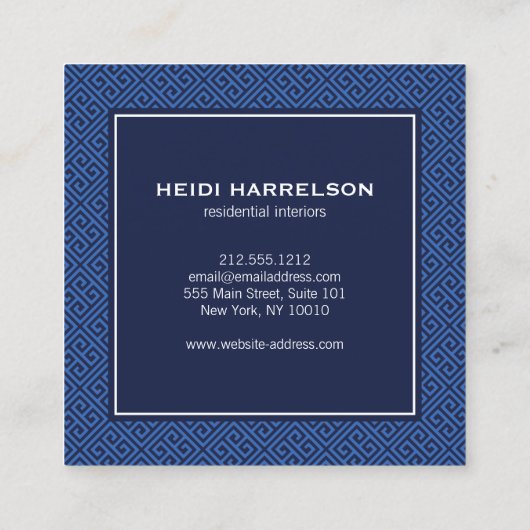 Vintage Türknopfmarkierung - blaue Grenze Quadratische Visitenkarte (Rückseite)