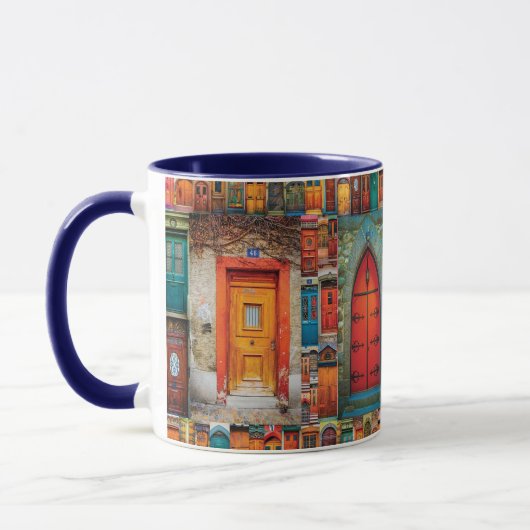 Vintage Türkunst Collage Orange Blue Red Tasse (Links)