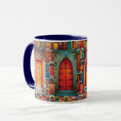 Vintage Türkunst Collage Orange Blue Red Tasse (Vorderseite Links)
