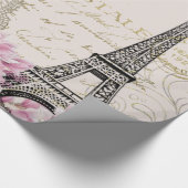 Vintage Turm-Blumenkunst-Illustration Paris Eiffel Geschenkpapier (Ecke)