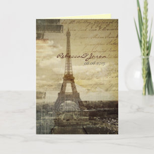 Vintage Turm-Hochzeit Skripte Paris Eiffel Einladung